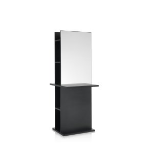 TOTEM DOUBLE-SIDED MIRROR WITH SHELVES BLACK