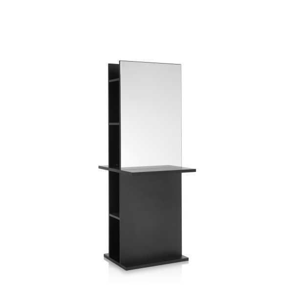 TOTEM DOUBLE-SIDED MIRROR WITH SHELVES BLACK