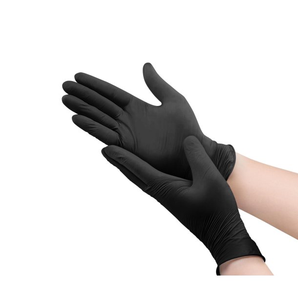 Nitril Handsker Pudderfri SORT (str. M) 100 stk.